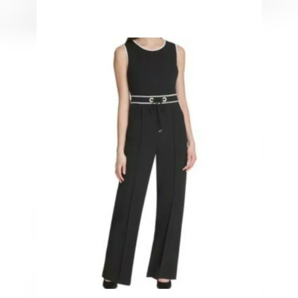 Tommy Hilfiger Womens Bow tie Black Sleeveless Jumpsuit Size 2
